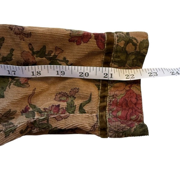 Vintage United Apparel Women Brown Floral Corduroy Shacket XL Rustic Cottagecore - Picture 7 of 9